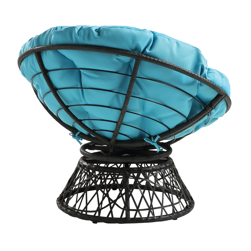 Scranton & Co Boho Swivel Chair in Blue with Gray Resin Wicker Frame