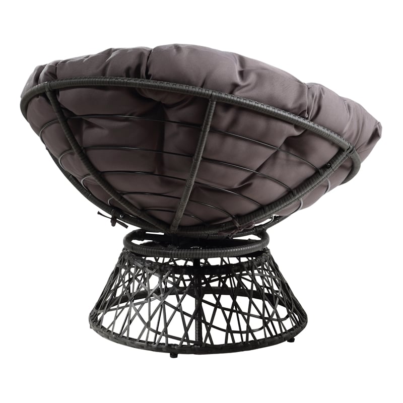 Scranton & Co Boho Swivel Chair in Gray with Gray Resin Wicker Frame