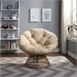 Scranton & Co Boho Swivel Chair in Cream with Natural Wicker Weave Frame