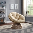 Scranton & Co Boho Swivel Chair in Cream with Natural Wicker Weave Frame