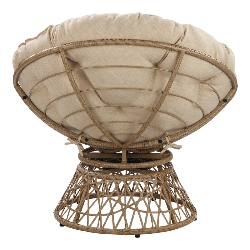 Scranton & Co Boho Swivel Chair in Cream with Natural Wicker Weave Frame