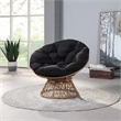 Scranton & Co Boho Swivel Chair in Black with Natural Wicker Weave Frame