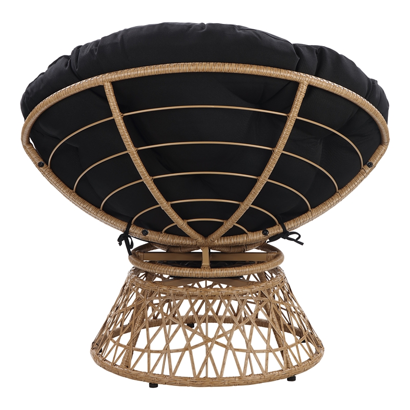 Scranton & Co Boho Swivel Chair in Black with Natural Wicker Weave Frame