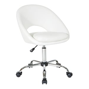 Scranton & Co Height Adjustable Home Office Chair in White Faux Leather
