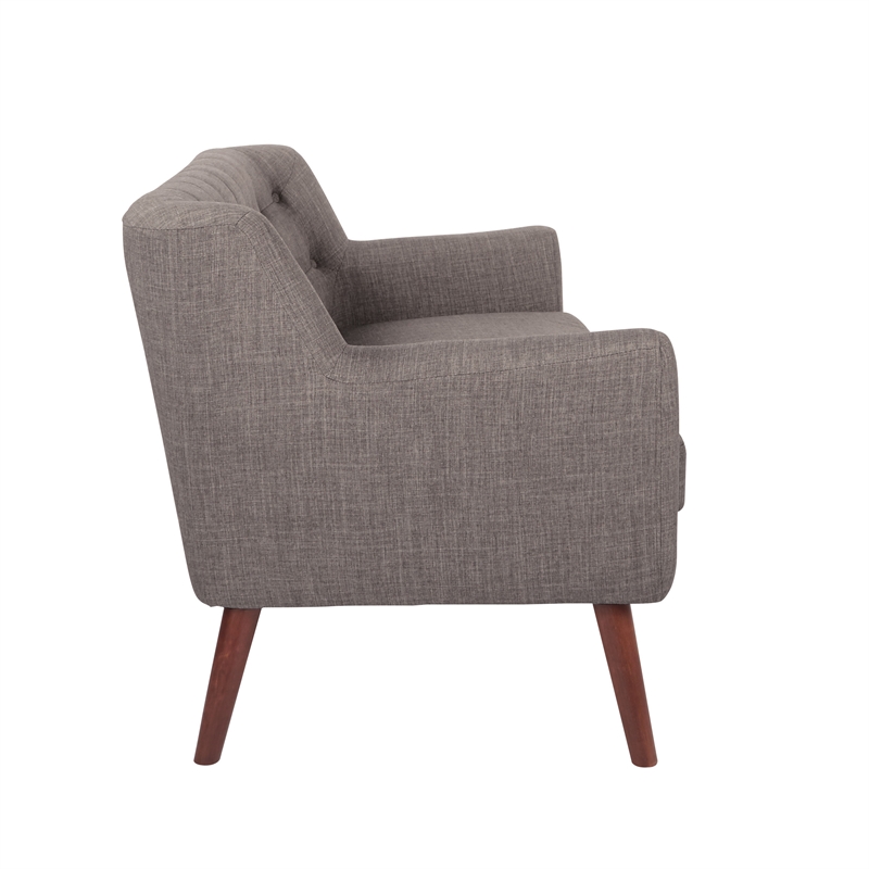 Scranton & Co Mid-Century Modern Loveseat in Cement Gray with Coffee Legs