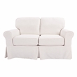Scranton & Co Loveseat with Washable Ivory Beige Slip Fabric Cover