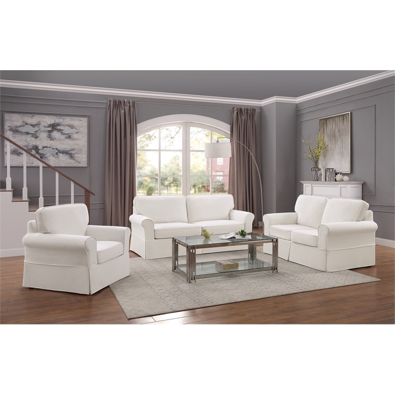 Scranton & Co Cottage Chair with Ivory Beige Washable Fabric Slip Cover