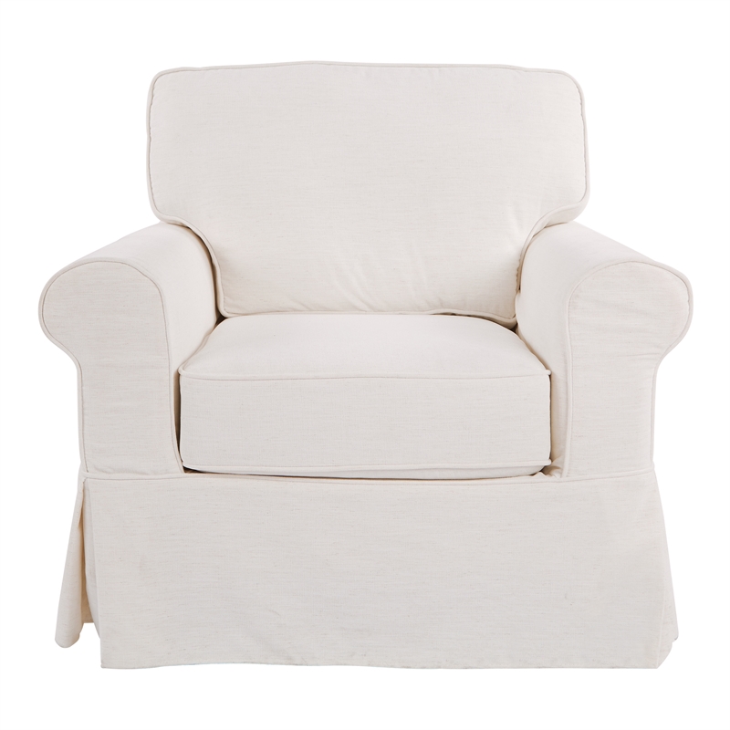 Scranton & Co Cottage Chair with Ivory Beige Washable Fabric Slip Cover