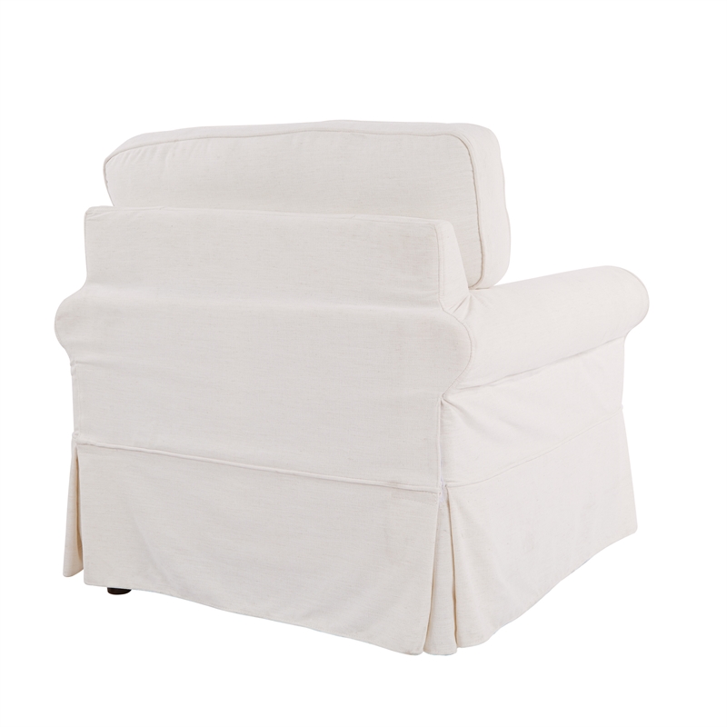 Scranton & Co Cottage Chair with Ivory Beige Washable Fabric Slip Cover