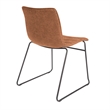 Scranton & Co Stacking Chair in Sand Brown Faux Leather Black Base 2 Pack
