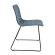 Scranton & Co Stacking Chair in Navy Blue Faux Leather Black Base 2 Pack