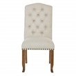 Scranton & Co Tufted Dining Chair in Linen Cream with Nailhead Trim