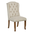 Scranton & Co Tufted Wing Dining Chair in Linen Cream with Nailhead Trim