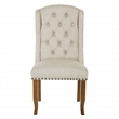 Scranton & Co Tufted Wing Dining Chair in Linen Cream with Nailhead Trim