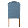 Scranton & Co Navy Blue Tufted Wing Back Dining Chair with Bronze Nailheads