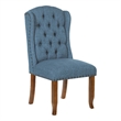 Scranton & Co Navy Blue Tufted Wing Back Dining Chair with Bronze Nailheads