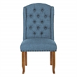 Scranton & Co Navy Blue Tufted Wing Back Dining Chair with Bronze Nailheads