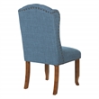Scranton & Co Navy Blue Tufted Wing Back Dining Chair with Bronze Nailheads