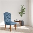 Scranton & Co Navy Blue Tufted Wing Back Dining Chair with Bronze Nailheads