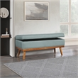 Scranton & Co Mid-Century Modern Storage Bench in Sea Blue with Spice Legs