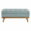 Scranton & Co Mid-Century Modern Storage Bench in Sea Blue with Spice Legs