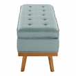 Scranton & Co Mid-Century Modern Storage Bench in Sea Blue with Spice Legs