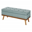 Scranton & Co Mid-Century Modern Storage Bench in Sea Blue with Spice Legs