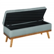 Scranton & Co Mid-Century Modern Storage Bench in Sea Blue with Spice Legs