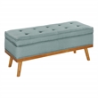 Scranton & Co Mid-Century Modern Storage Bench in Sea Blue with Spice Legs