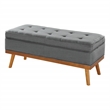 Scranton & Co Mid-Century Modern Storage Bench in Charcoal with Spice Legs