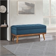 Scranton & Co Mid-Century Modern Storage Bench in Azure Blue with Spice Legs