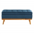 Scranton & Co Mid-Century Modern Storage Bench in Azure Blue with Spice Legs