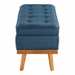 Scranton & Co Mid-Century Modern Storage Bench in Azure Blue with Spice Legs