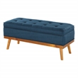 Scranton & Co Mid-Century Modern Storage Bench in Azure Blue with Spice Legs