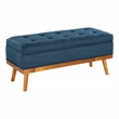 Scranton & Co Mid-Century Modern Storage Bench in Azure Blue with Spice Legs