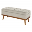 Scranton & Co Mid-Century Modern Storage Bench in Wheat with Spice Finish Legs