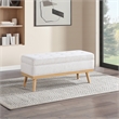 Scranton & Co Mid-Century Modern Storage Bench in Linen White with Wood Legs