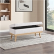 Scranton & Co Mid-Century Modern Storage Bench in Linen White with Wood Legs