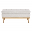 Scranton & Co Mid-Century Modern Storage Bench in Linen White with Wood Legs