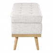 Scranton & Co Mid-Century Modern Storage Bench in Linen White with Wood Legs