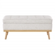 Scranton & Co Mid-Century Modern Storage Bench in Linen White with Wood Legs