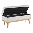 Scranton & Co Mid-Century Modern Storage Bench in Linen White with Wood Legs