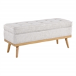 Scranton & Co Mid-Century Modern Storage Bench in Linen White with Wood Legs