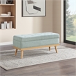 Scranton & Co Mid-Century Storage Bench in Mist Green with Wood Legs