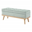 Scranton & Co Mid-Century Storage Bench in Mist Green with Wood Legs