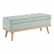 Scranton & Co Mid-Century Storage Bench in Mist Green with Wood Legs