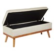 Scranton & Co Mid-Century Storage Bench in Linen Beige with Espresso Legs