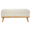 Scranton & Co Mid-Century Storage Bench in Linen Beige with Espresso Legs