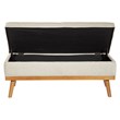 Scranton & Co Mid-Century Storage Bench in Linen Beige with Espresso Legs