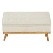 Scranton & Co Mid-Century Storage Bench in Linen Beige with Espresso Legs